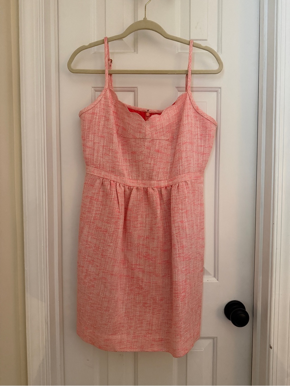 J. Crew Pink Coral Spaghetti-Strap Textured Dress
